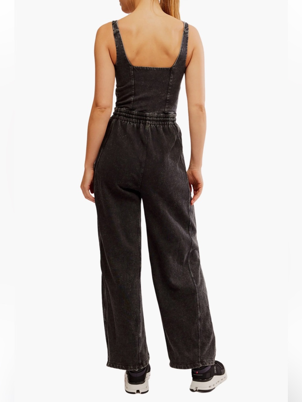 FP Movement by Free People Washed Charcoal Wide-Leg Drawstring Jumpsuit - Picture 2 of 7